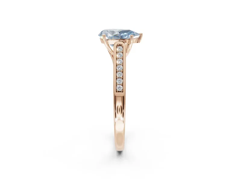 Pear-Shaped Engagement Ring Setting for a Fancy Blue Lab-Grown Diamond | Rose Gold - Design NV-24597