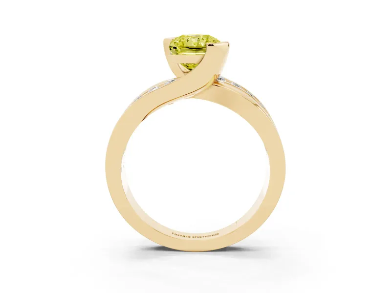 Radiant Cut Graduated Bypass Engagement Ring Setting for a Fancy Yellow Lab-Grown Diamond | Split Shank | Yellow Gold