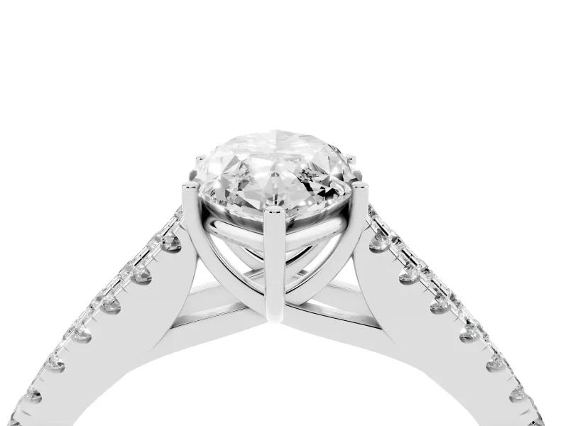 Marquise Graduated Pave Split Shank Engagement Ring Setting | V Split Shoulders | Platinum