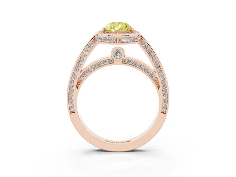 Pear-Shaped Sectioned Halo Engagement Ring Setting for a Fancy Yellow Lab-Grown Diamond | Rose Gold