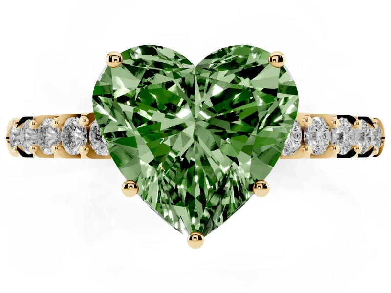 Heart-Shaped Engagement Ring Setting for a Fancy Green Lab-Grown Diamond | Yellow Gold - Design NV-24649