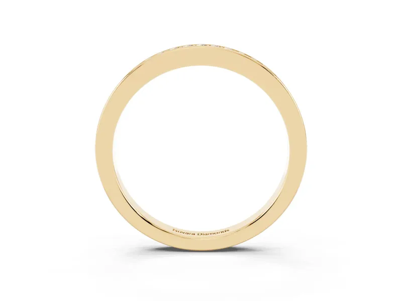 Round Lab-Grown Diamond Pavé Half Eternity Wedding Band | Raised Side Walls | Yellow Gold