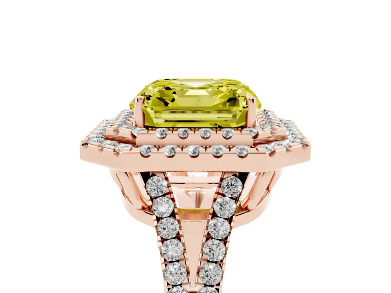 Asscher Cut Halo Engagement Ring Setting for a Fancy Yellow Lab-Grown Diamond | Rose Gold - Design NV-24799