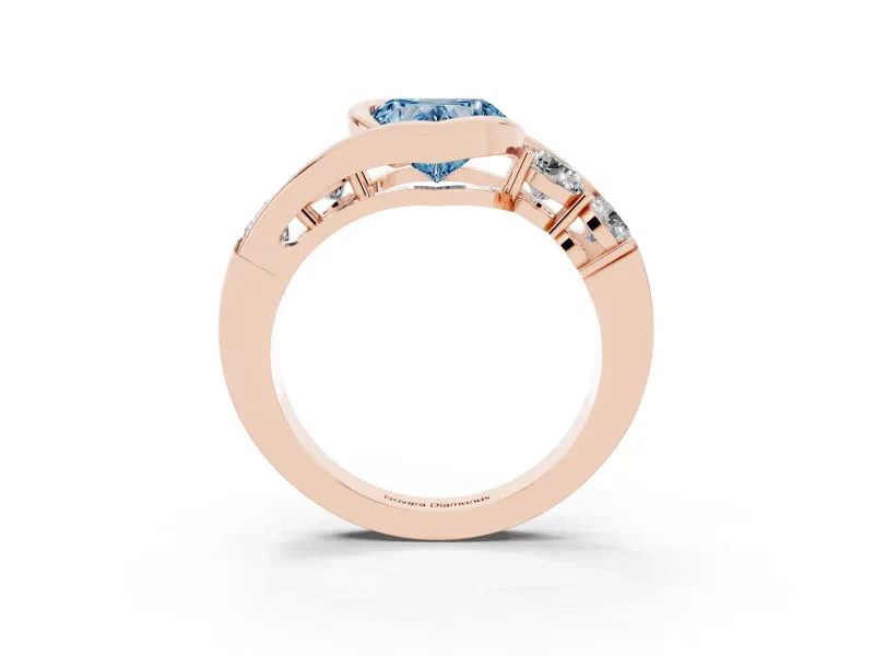 Heart-Shaped Bezel Bypass Engagement Ring Setting for a Fancy Blue Lab-Grown Diamond | Rose Gold