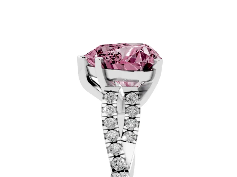 Heart-Shaped Twisted Engagement Ring Setting for a Fancy Pink Lab-Grown Diamond | Sterling Silver