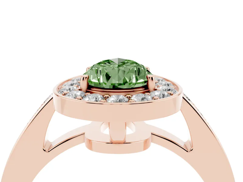 Pear-Shaped Framed Halo Engagement Ring Setting for a Fancy Green Lab-Grown Diamond | Rose Gold
