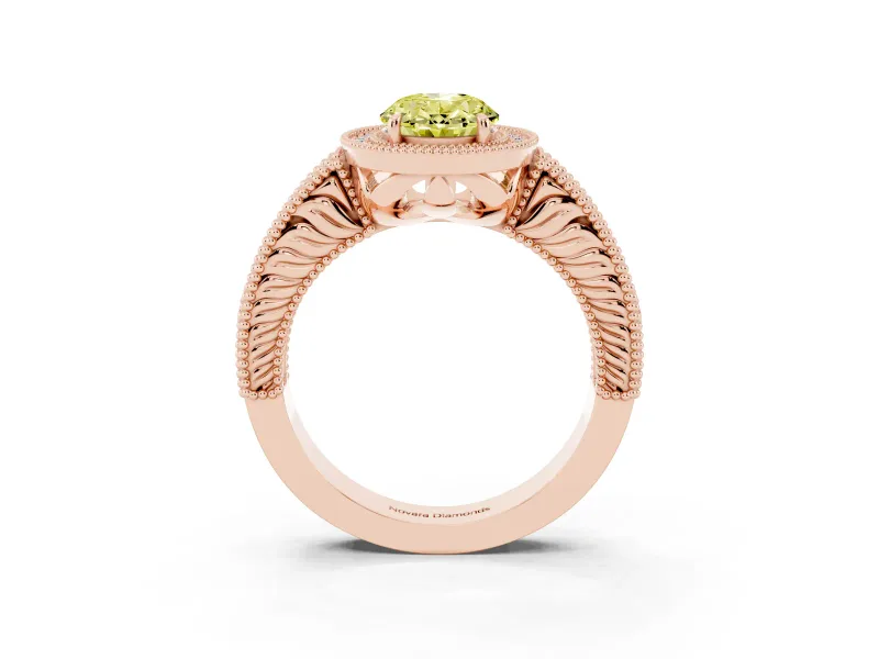 Oval Halo Engagement Ring Setting for a Fancy Yellow Lab-Grown Diamond | Rose Gold
