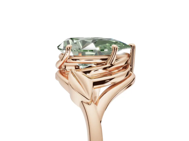 Pear-Shaped Bypass Solitaire Engagement Ring Setting for a Fancy Green Lab-Grown Diamond | Rose Gold