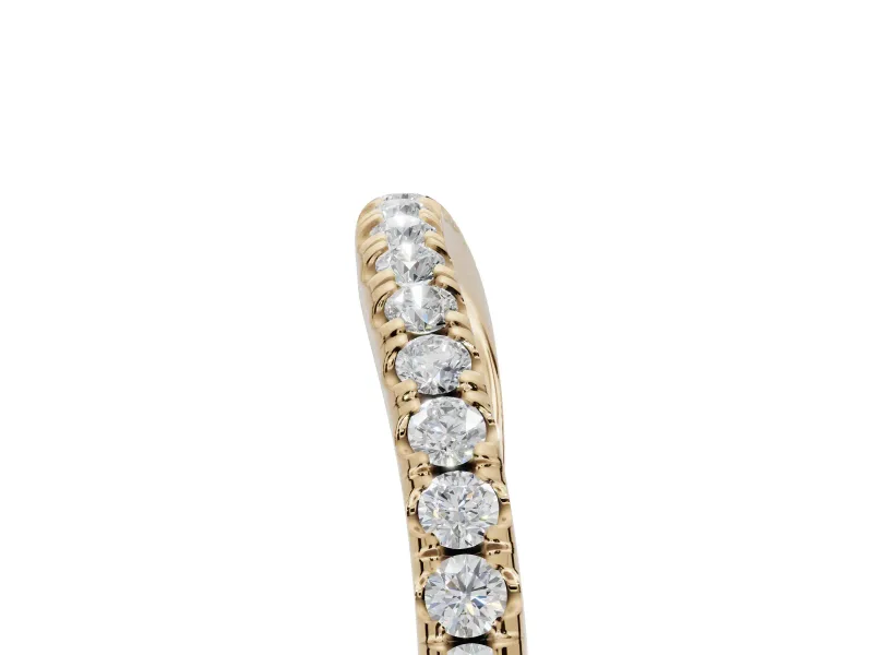 Round Lab-Grown Diamond Pavé Curved Half Eternity Wedding Band | Rounded Edges | Yellow Gold
