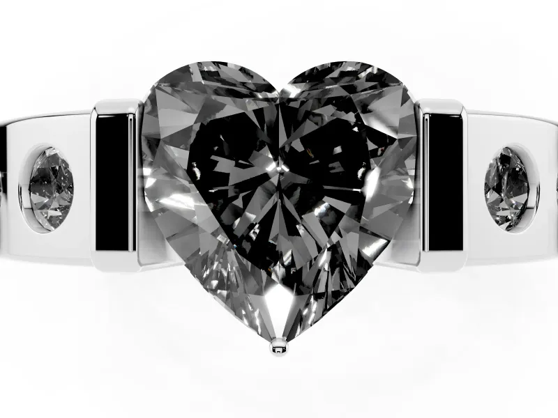 Heart-Shaped Tension Style Engagement Ring Setting for a Black Center | Sterling Silver