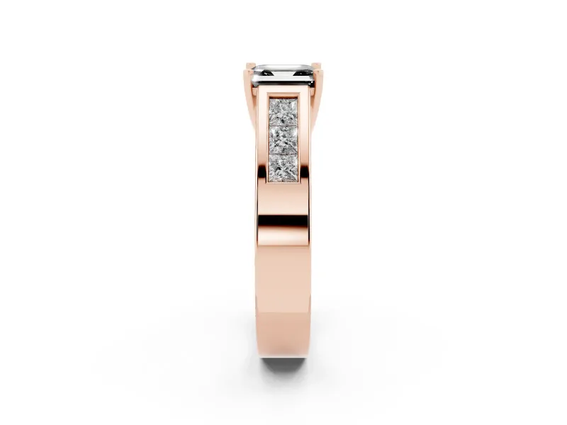Asscher Cut Channel-Set Engagement Ring Setting for a Black Center | Wide Band | Rose Gold