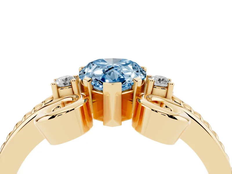 Pear-Shaped Scroll Engagement Ring Setting for a Fancy Blue Lab-Grown Diamond | Yellow Gold