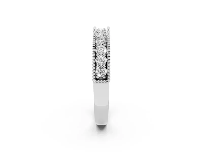 Round Lab-Grown Diamond Milgrain Wedding Band | Scroll Openwork Gallery | Platinum