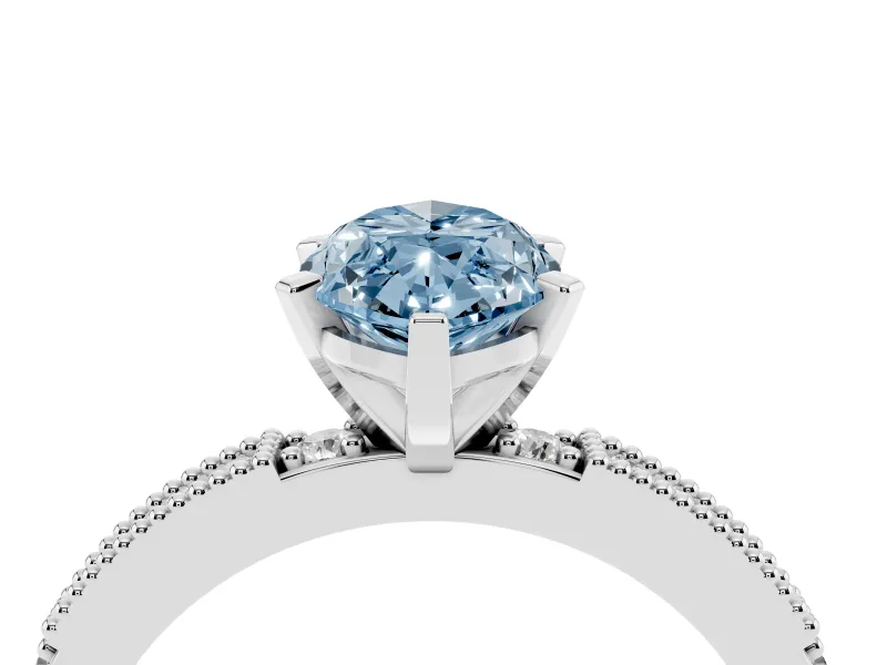 Marquise Vintage Pavé Engagement Ring Setting for a Fancy Blue Lab-Grown Diamond | Platinum