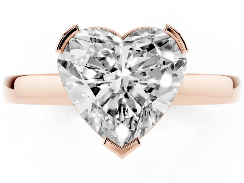 Heart-Shaped Solitaire Engagement Ring Setting | Flat Tab Prongs | Rose Gold
