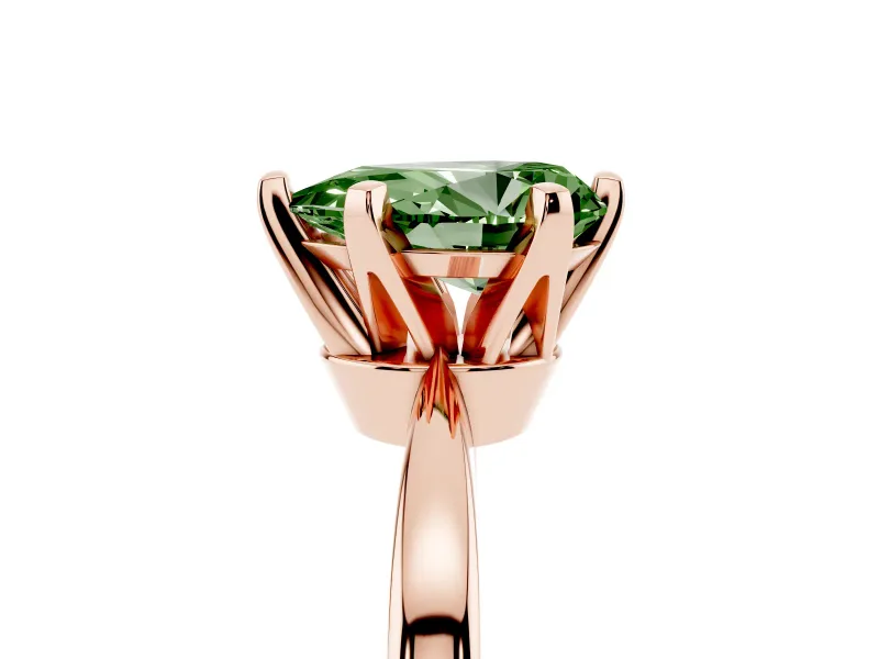 Pear-Shaped Tapered Solitaire Engagement Ring Setting for a Fancy Green Lab-Grown Diamond | Claw Prong Head | Rose Gold
