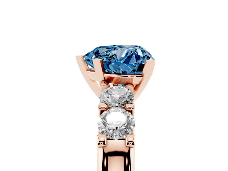 Heart-Shaped Five Stone Engagement Ring Setting for a Fancy Blue Lab-Grown Diamond | Rose Gold
