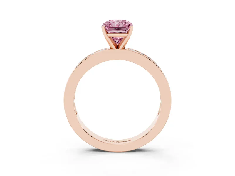 Radiant Cut Channel Set Engagement Ring Setting for a Fancy Pink Lab-Grown Diamond | Rose Gold