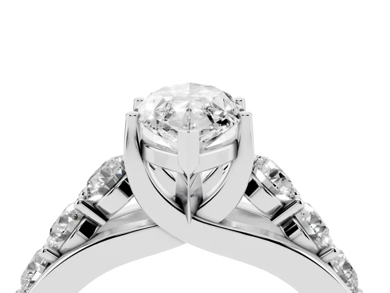 Marquise Graduated Side Stone Engagement Ring Setting | Shared Prong Rails | Platinum