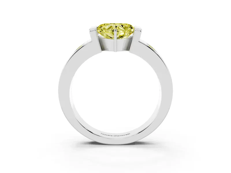 Heart-Shaped Tension Style Engagement Ring Setting for a Fancy Yellow Lab-Grown Diamond | White Gold