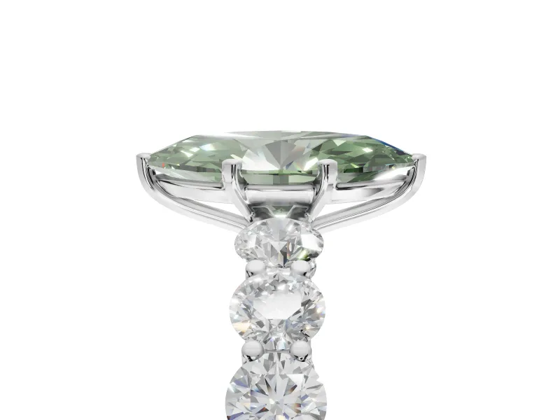 Marquise Engagement Ring Setting for a Fancy Green Lab-Grown Diamond | Sterling Silver - Design NV-24455