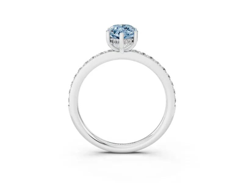 Marquise Hidden Halo Engagement Ring Setting for a Fancy Blue Lab-Grown Diamond | Sterling Silver