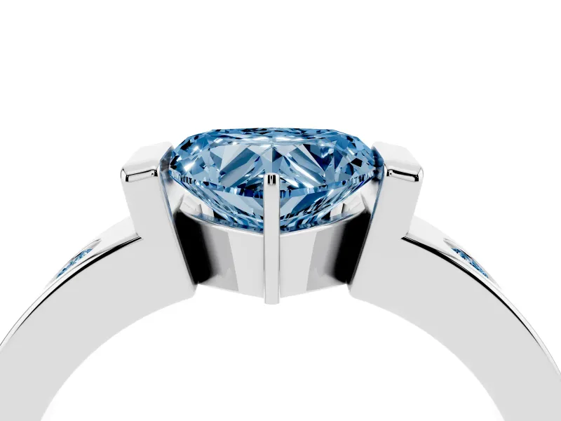Heart-Shaped Tension Style Engagement Ring Setting for a Fancy Blue Lab-Grown Diamond | Platinum