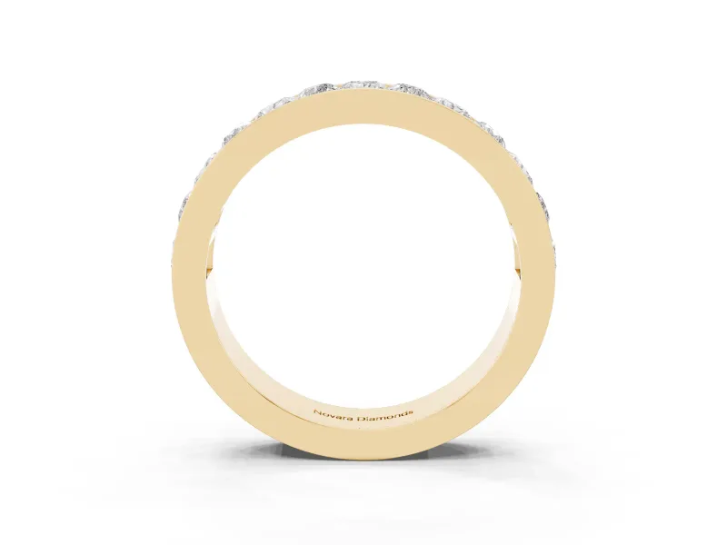 Princess Diamond Channel Set Promise Ring Set in Yellow gold with Round Accent Stations