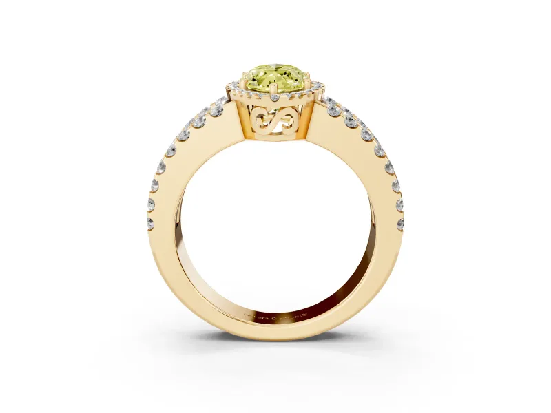 Marquise Halo Split Shank Engagement Ring Setting for a Fancy Yellow Lab-Grown Diamond | Yellow Gold