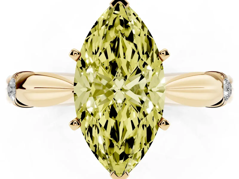 Marquise Floral Solitaire Engagement Ring Setting for a Fancy Yellow Lab-Grown Diamond | Yellow Gold