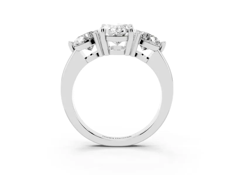 Oval Three Stone Engagement Ring Setting | Open Prong Baskets | Platinum