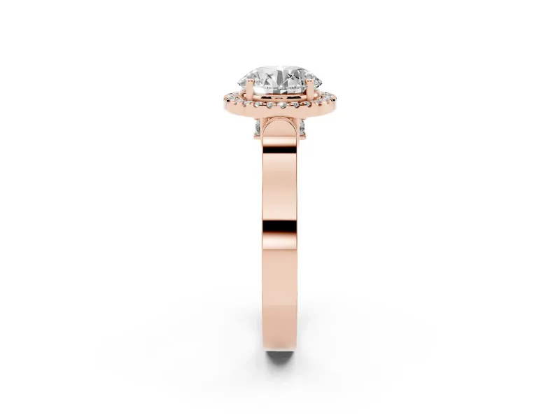 Round Halo Engagement Ring Setting | Pavé Panel Shoulders | Rose Gold