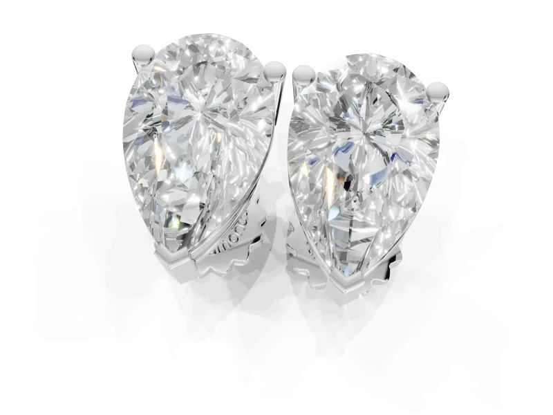 Emerald Cut Lab-Grown Diamond Solitaire Basket Stud Earrings | Open Gallery | White Gold