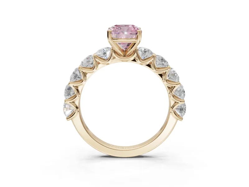 Cushion Cut Engagement Ring Setting for a Fancy Pink Lab-Grown Diamond | Yellow Gold - Design NV-24455
