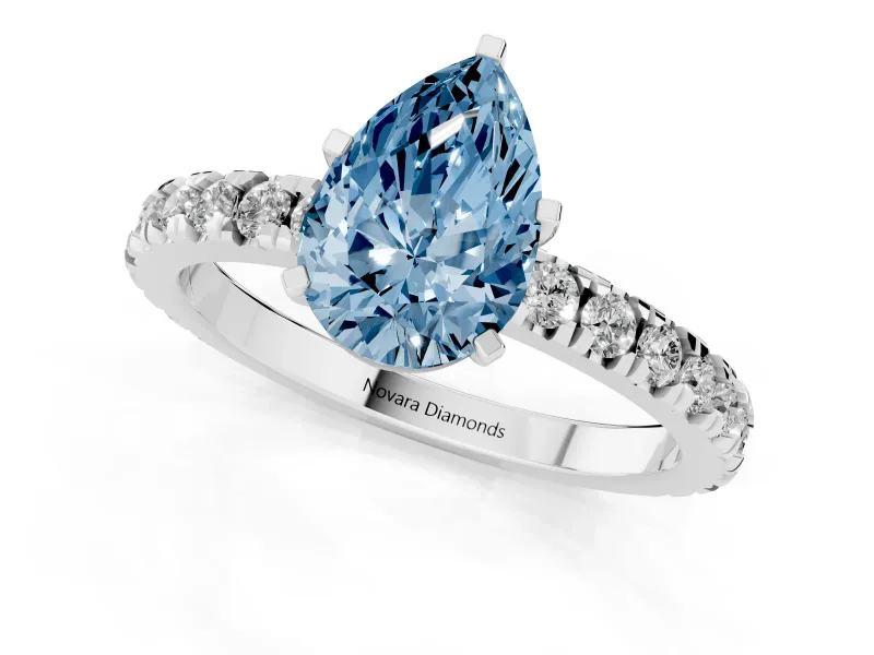 Pear-Shaped Pavé Engagement Ring Setting for a Fancy Blue Lab-Grown Diamond | Sterling Silver