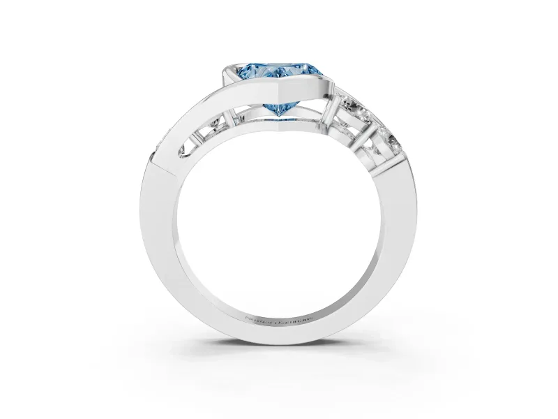 Heart-Shaped Engagement Ring Setting for a Fancy Blue Lab-Grown Diamond | Bezel | Sterling Silver