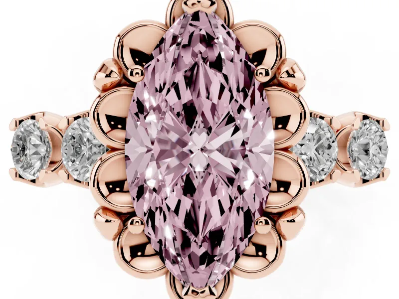 Marquise Floral Engagement Ring Setting for a Fancy Pink Lab-Grown Diamond | Petal Frame | Rose Gold