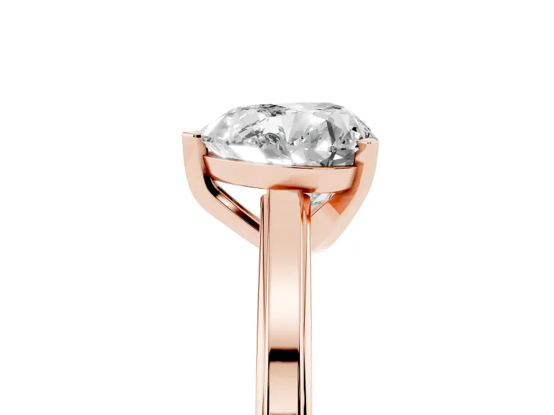 Heart-Shaped Solitaire Engagement Ring Setting | Stepped Flat Band | Rose Gold