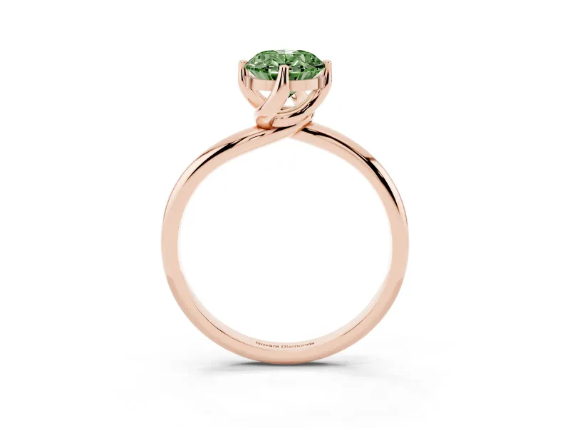 Oval Bypass Solitaire Engagement Ring Setting for a Fancy Green Lab-Grown Diamond | Rose Gold