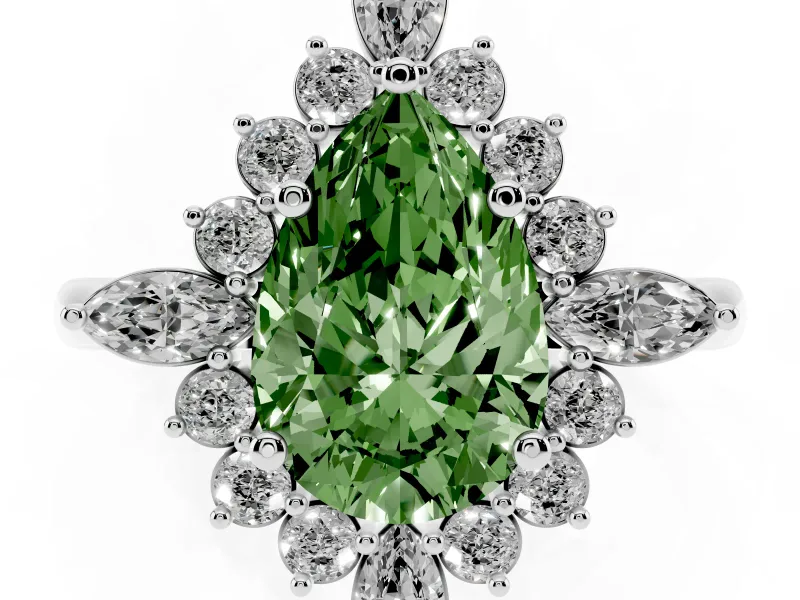 Pear-Shaped Engagement Ring Setting for a Fancy Green Lab-Grown Diamond | Sterling Silver - Design NV-24790