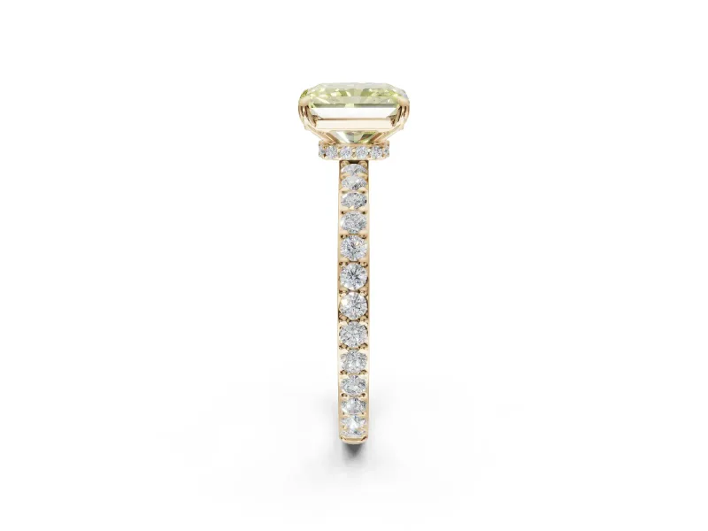 Radiant Cut Pavé Engagement Ring Setting for a Fancy Yellow Lab-Grown Diamond | Yellow Gold - Design NV-24928