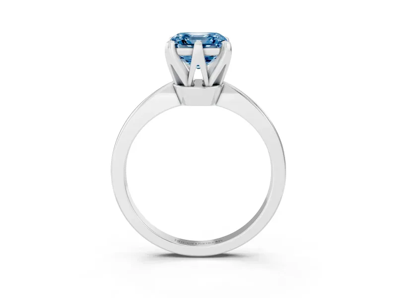 Asscher Cut Tapered Solitaire Engagement Ring Setting for a Fancy Blue Lab-Grown Diamond | Claw Prong Head | Platinum