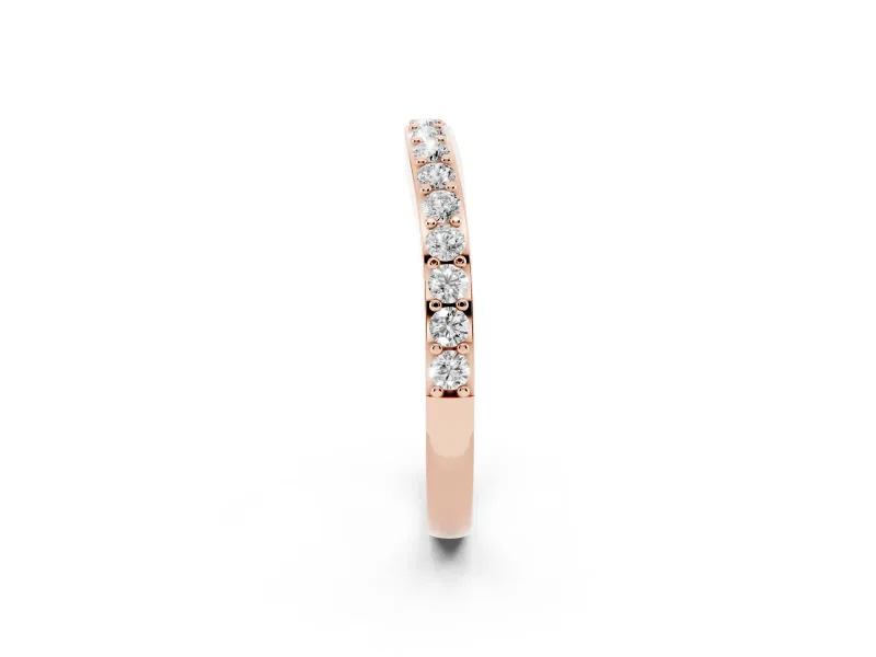 Round Lab-Grown Diamond Pavé Curved Half Eternity Wedding Band | Flat Top | Rose Gold