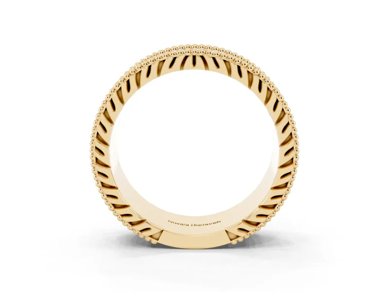 Round Diamond Pavé Eternity Band Set in Yellow gold with Bead Prong Setting