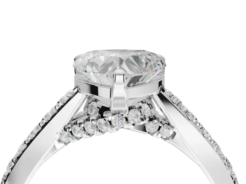Heart-Shaped Pavé Solitaire Engagement Ring Setting | Crossover Gallery | Sterling Silver