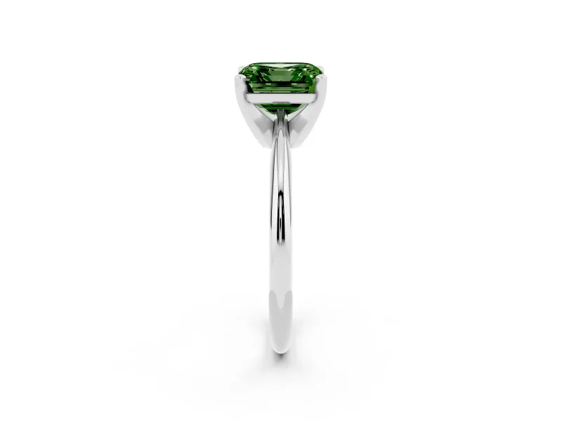 Asscher Cut Engagement Ring Setting for a Fancy Green Lab-Grown Diamond | White Gold