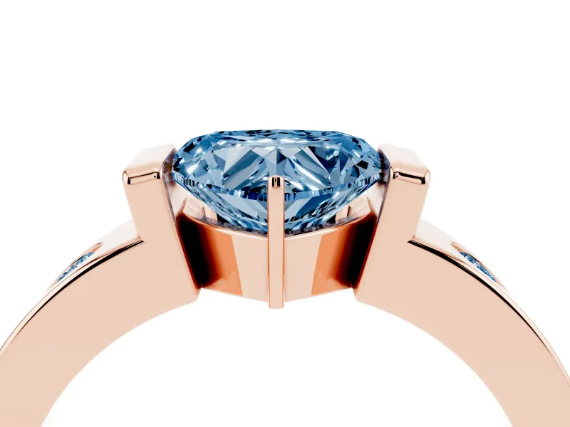 Heart-Shaped Tension Style Engagement Ring Setting for a Fancy Blue Lab-Grown Diamond | Rose Gold