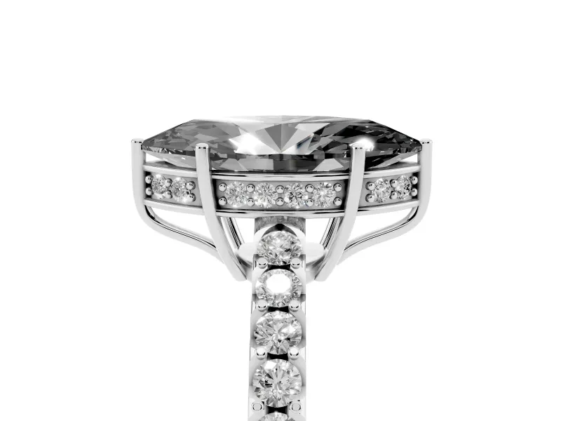 Marquise Hidden Halo Engagement Ring Setting for a Black Center | Platinum