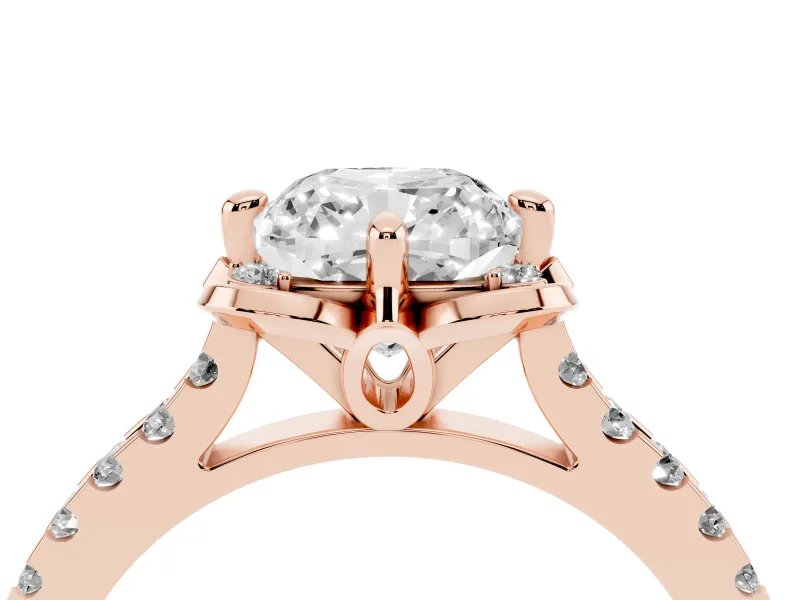 Cushion Cut Floral Petal Engagement Ring Setting | Petal Accents | Rose Gold