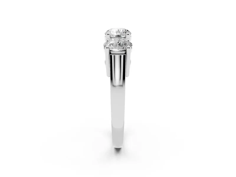 Round Cut Diamond Three-Stone Ring Set in Silver with Channel Band and Sturdy Prongs